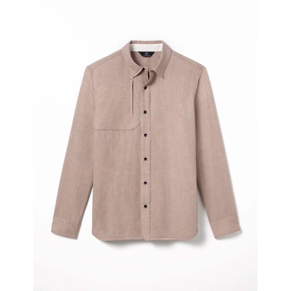 Aether Collins Button Down Cotton Long Sleeve Shirt in Toast Brown Men's Sz M